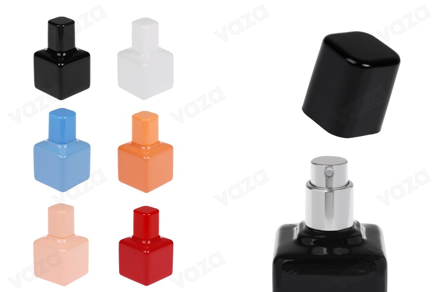 Shishe qelqi për parfume 30 ml, në ngjyra të ndryshme, me sprej dhe kapak.-imazh_produkt