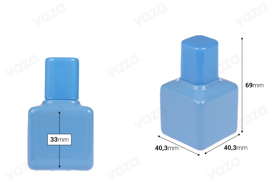 Shishe qelqi për parfume 30 ml, në ngjyra të ndryshme, me sprej dhe kapak.-imazh_dimensione
