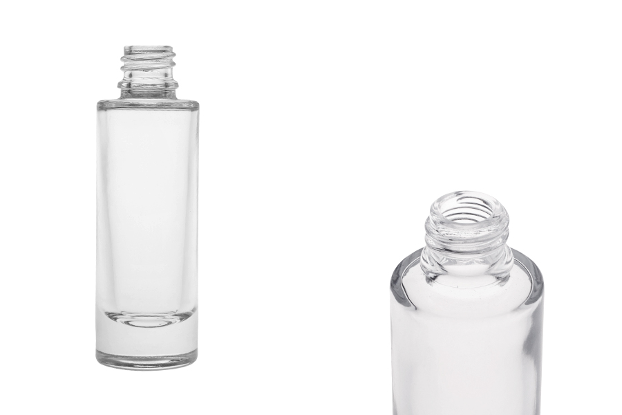 Bottiglia 30 ml in vetro trasparente con collo 18/415