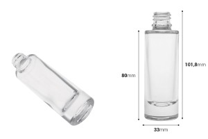 Bottiglia 30 ml in vetro trasparente con collo 18/415-εικόνα_διαστάσεις