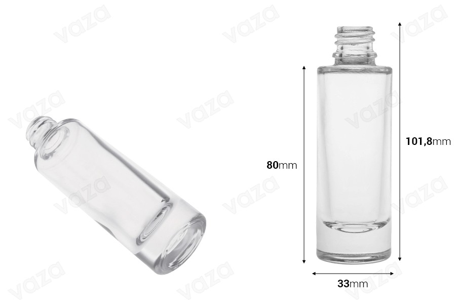 Klarglasflasche 30 ml mit 18/415 Hals-bildabmessungen