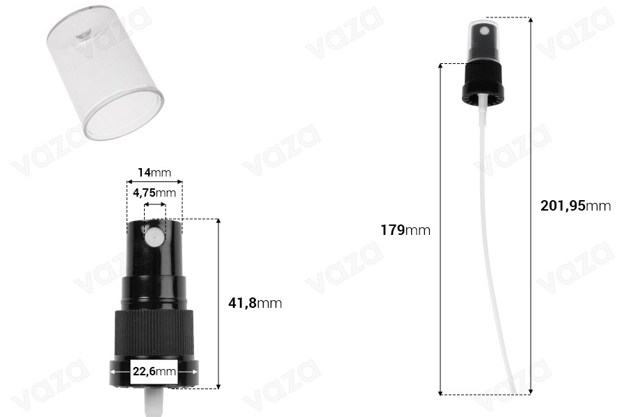 Sprej plastik 18/410 me sistem sigurie dhe kapak plastik transparent Sprej plastik 18/410 me sistem sigurie dhe kapak plastik transparent -imazh_dimensione