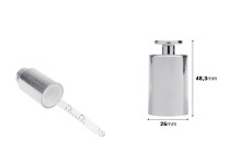 Bouchon compte-gouttes de luxe, couleur or ou argent, avec bouton-photo_dimensions