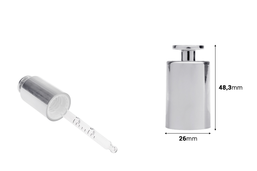 Bouchon compte-gouttes de luxe, couleur or ou argent, avec bouton-photo_dimensions