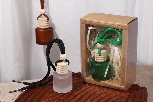 Flacon cylindrique givré de 10 ml pour désodorisant de voiture avec bouchon en bois - 25 pièces-3
