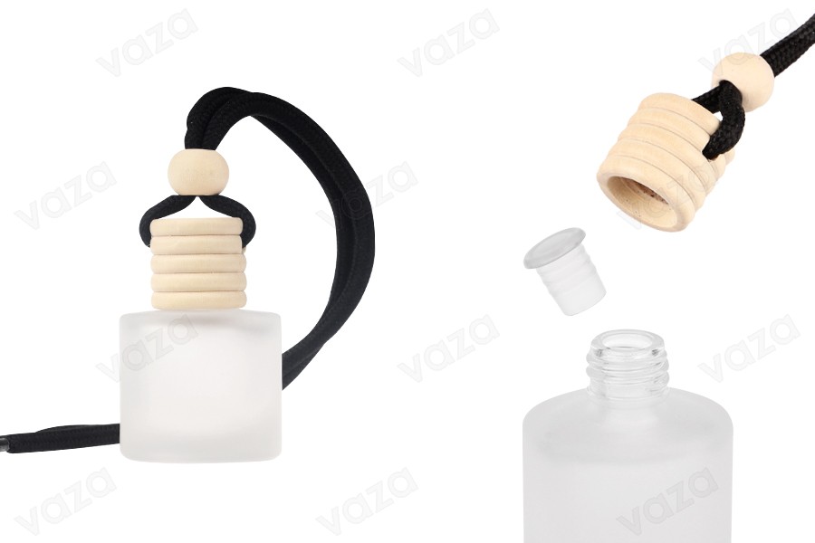 10ml frosted cylindrical bottle for car air freshener with wooden cap and stopper - 25 pcs-image_product