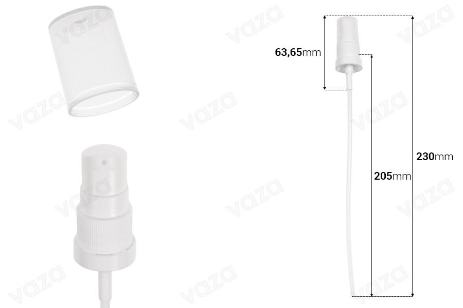Plastic cream pump 18/410 with safety and transparent plastic cap Plastic cream pump 18/410 with safety and transparent plastic cap-image_dimensions