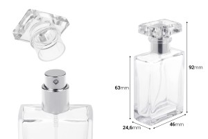Parfümflasche aus Glas, 30 ml, transparent, mit Sprühkopf und Verschluss-εικόνα_διαστάσεις