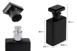 Parfümflakon aus Glas, 30 ml, schwarz, mit Sprühkopf und Verschluss-εικόνα_διαστάσεις