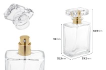 Flacon de parfum en verre transparent de 50 ml avec vaporisateur et bouchon-photo_dimensions