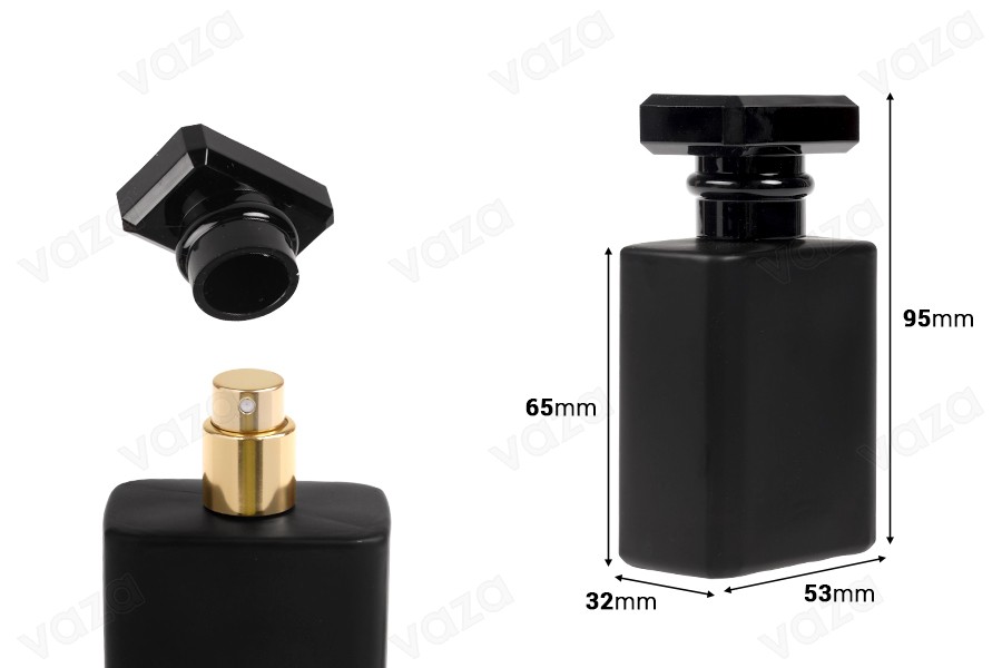50 ml black glass perfume bottle with spray and cap 50 ml black glass perfume bottle with spray and cap-image_dimensions