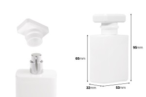 Parfümflasche aus Glas, 50 ml, weiß, mit Sprühkopf und Verschluss-εικόνα_διαστάσεις