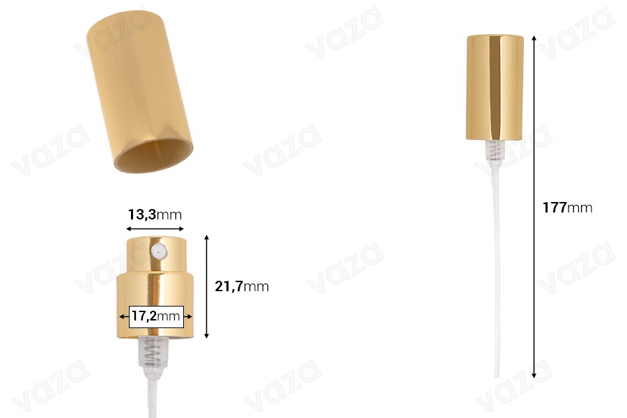 Spray with aluminum cap for perfume bottles with 15 mm crimp safety closure - various colors Spray with aluminum cap for perfume bottles with 15 mm crimp safety closure - various colors-image_dimensions