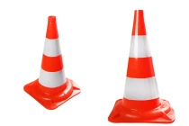 Traffic cone plastic with 70 cm height and double white reflective film Traffic cone plastic with 70 cm height and double white reflective film-image_product