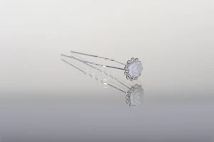 Épingle décorative en métal avec perle et strass en forme de rose (largeur 14 mm) - 20 pièces-4