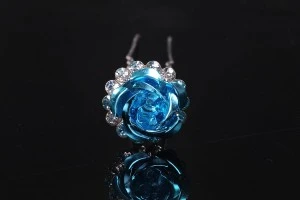 Épingle décorative en métal avec strass en forme de rose (largeur 18 mm) - 20 pièces-11