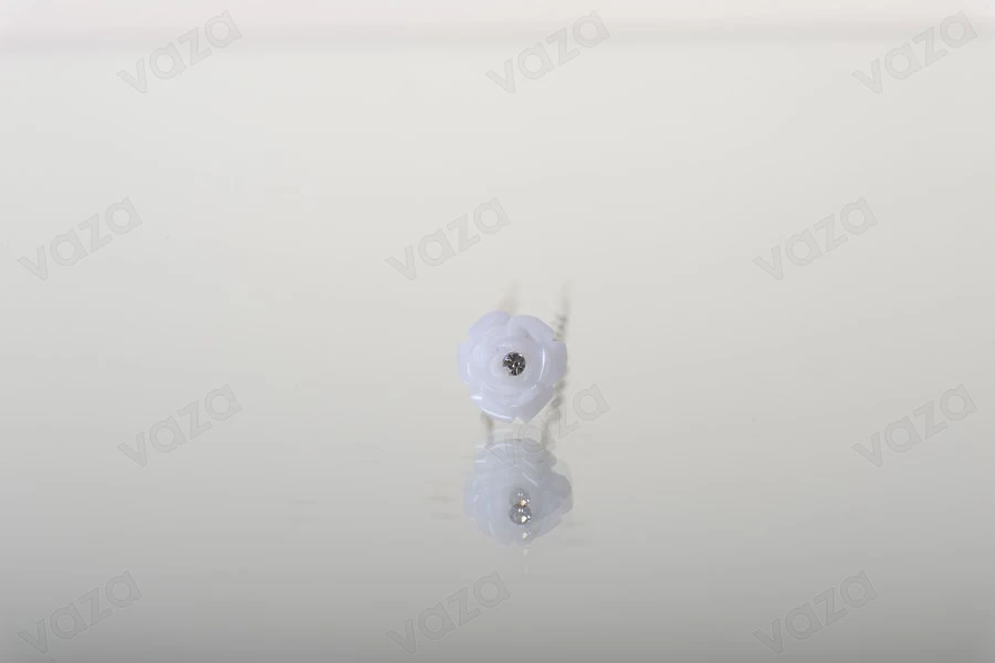 Pin dekoratives Metall mit Perlen und Strass in Rose Form (12 mm Breite) - 20 PC-