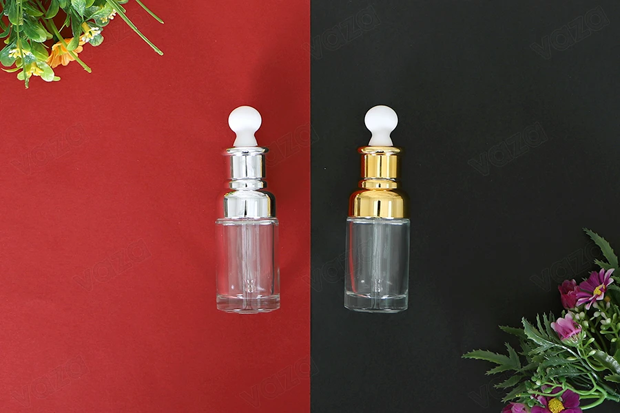 Kosmetikflasche 50ml aus Glas  mit Pipette, Abfluss und Deckel-bildgruppe