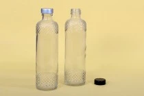 Μπουκάλι 330 ml διάφανο με ανάγλυφα σχέδια στον λαιμό και στη βάση