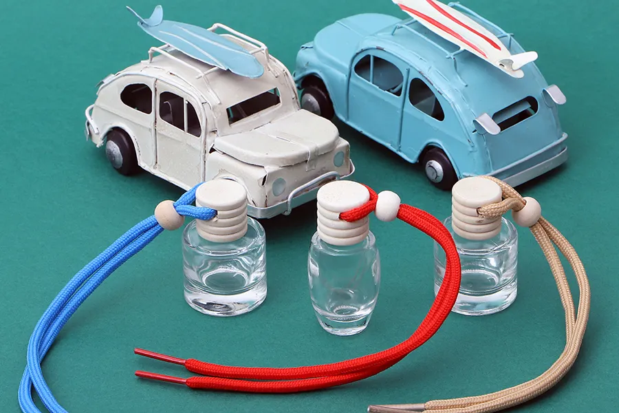 Μπουκαλάκι 10 ml για αρωματικό αυτοκινήτου κυλινδρικό με ξύλινο καπάκι και τάπα - 25 τμχ