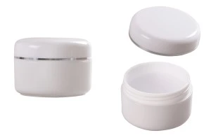 Βάζο 30 ml πλαστικό με ασημί ρίγα και εσωτερικό παρέμβυσμα στο καπάκι - 12 τμχ