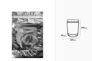 Σακουλάκια τύπου Doy Pack 160x40x240 mm αλουμινίου πίσω πλευρά, διάφανο μπροστά με κλείσιμο "zip" και δυνατότητα σφράγισης με θερμοκόλληση - 100 τμχ-2