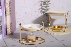 Brûleur en métal avec base en céramique pour fondants de cire et huiles-3