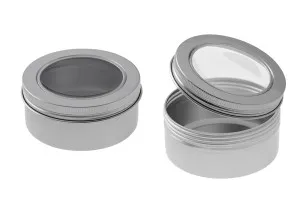 Pot en aluminium de 150ml argent avec fenêtre sur le couvercle - 12 pcs-2