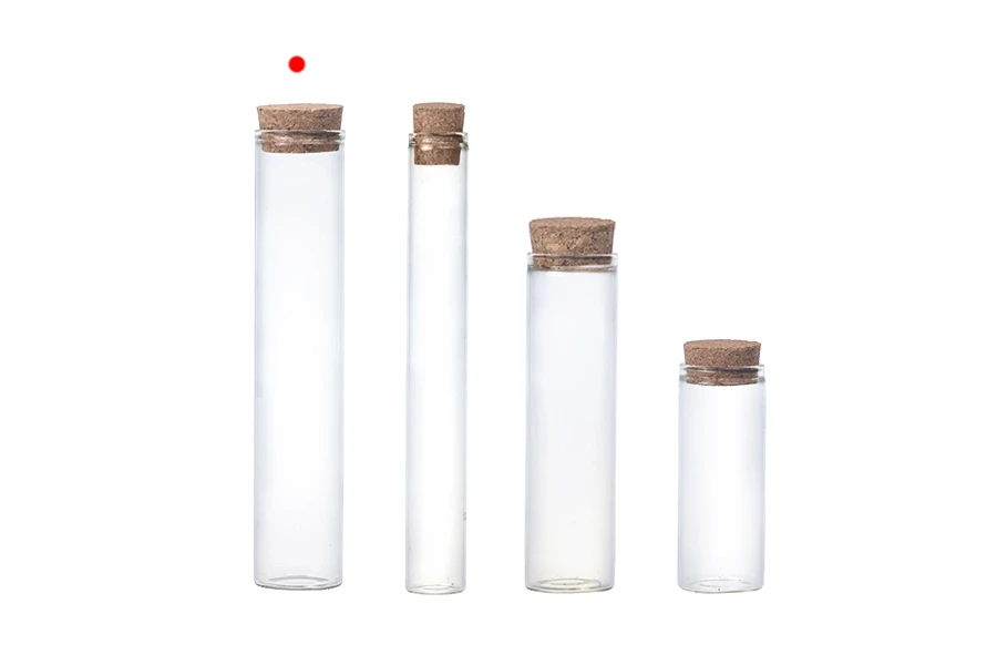 Faveurs de mariage ou de baptême sous la forme d'un tube en verre et avec bouchon en liège 30 x 150mm, avec un diamètre intérieur de la bouchée de 26mm, 80ml Faveurs de mariage ou de baptême sous la forme d'un tube en verre et avec bouchon en liège 30 x 150mm, avec un diamètre intérieur de la bouchée de 26mm, 80ml