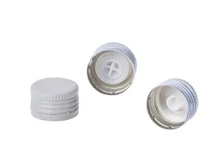 Bouchon à vis en aluminium PP 24 x 15 à écoulement contrôlé et option de fermeture en doré, noir, blanc et argent.-3