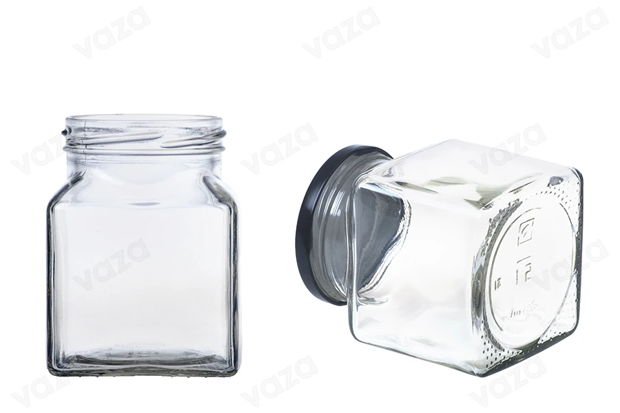 Viereckiges Glas für Marmelade 314 ml T.O 63-bildabmessungen