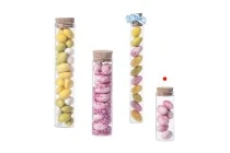 Tube de verre pour dragées de mariage - baptême avec liège naturel Tube de verre pour dragées de mariage - baptême avec liège naturel