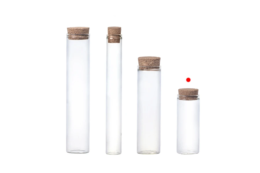 Tube de verre pour dragées de mariage - baptême avec liège naturel Tube de verre pour dragées de mariage - baptême avec liège naturel