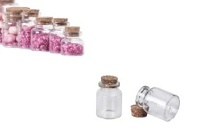 Bottiglietta per bomboniera da 15 ml con tappo in sughero per matrimonio e battesimo 30x35 mm - 12 pz-1
