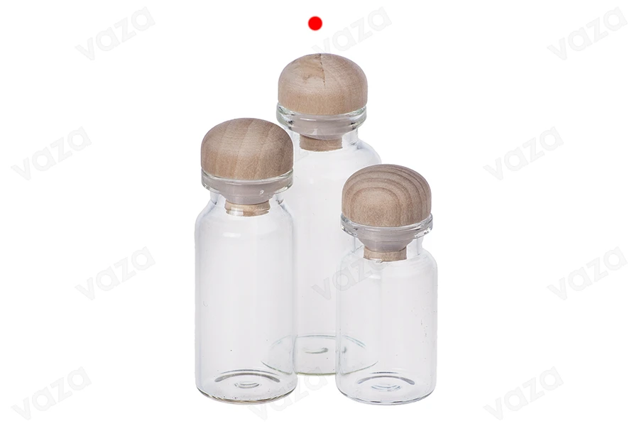 Mini Flaschen für Hochzeit oder Taufe mit Holzkorken 27x58, Verpackungeinheit: 12 Stücke Mini Flaschen für Hochzeit oder Taufe mit Holzkorken 27x58, Verpackungeinheit: 12 Stücke-bildabmessungen
