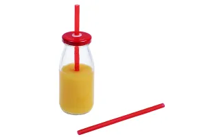250ml glass bottle for juices, available with straw hole lid-6