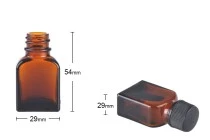 Μπουκαλάκι γυάλινο 8 ml καραμελέ με μαύρο πλαστικό καπάκι και τάπα Μπουκαλάκι γυάλινο 8 ml καραμελέ με μαύρο πλαστικό καπάκι και τάπα