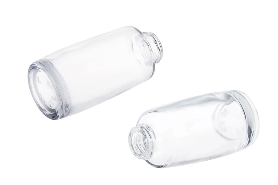 Γυάλινο μπουκάλι για κρέμα στρόγγυλο 30 ml με πλαστική αντλία κόκκινη ή μαύρη και διάφανο καπάκι Γυάλινο μπουκάλι για κρέμα στρόγγυλο 30 ml με πλαστική αντλία κόκκινη ή μαύρη και διάφανο καπάκι