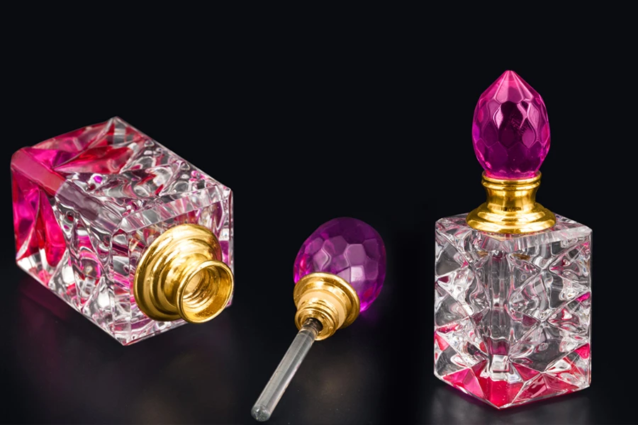 Flacon en cristal de 5 ml avec bouchon et aiguille en cristal en 6 couleurs