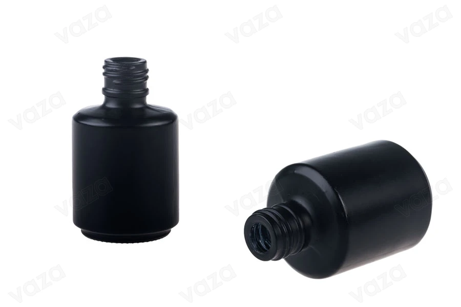 Μπουκάλι γυάλινο στρογγυλό 15 ml μαύρο ΜΑΤ-εικόνα_προϊοντική