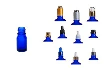 Γυάλινο μπουκαλάκι για αιθέρια έλαια 5 ml μπλε με στόμιο PP18 Γυάλινο μπουκαλάκι για αιθέρια έλαια 5 ml μπλε με στόμιο PP18