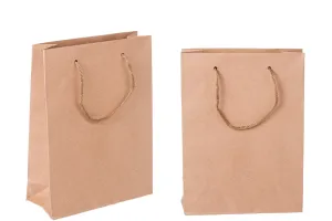 Borsa da regalo in carta kraft con manico in corda da 3 mm con una bella trama della stessa sfumatura del sacchetto. 150x60x200 mm-1