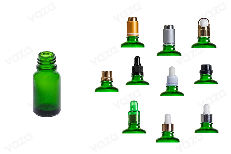 Flacon vert en verre pour huiles essentielles de 10 ml avec bouche PP18-εικόνα_σύνθεση