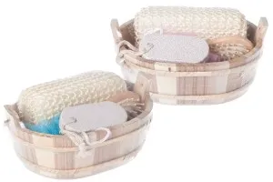 Coffret d'accessoires de salle de bain dans un panier en bois-1