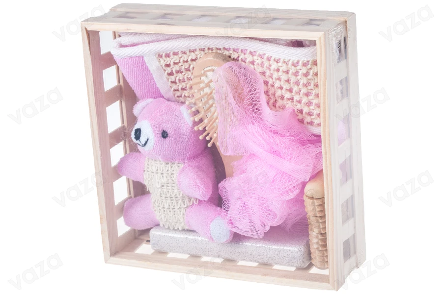 Bath accessory sets to square wood basket-image_product