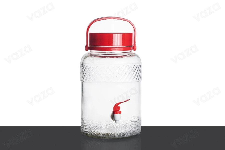 Glasbehälter 5 Liter mit plastischem Wasserhahn für Lebensmittelverpackung Glasbehälter 5 Liter mit plastischem Wasserhahn für Lebensmittelverpackung-bildabmessungen