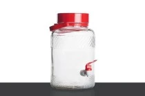 Bocal en verre de 5litres avec robinet en plastique pour le rangement des aliments et des boissons Bocal en verre de 5litres avec robinet en plastique pour le rangement des aliments et des boissons