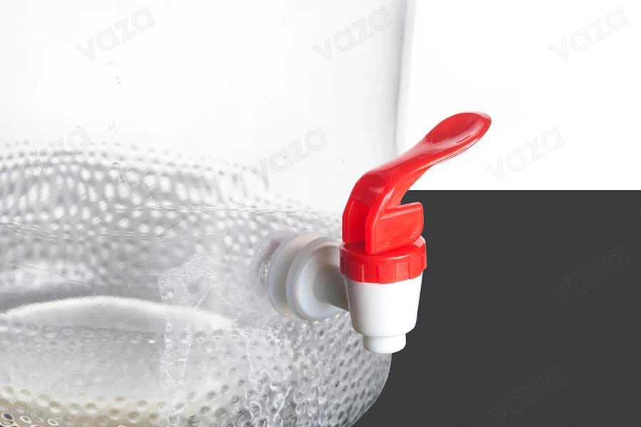 Glasbehälter 5 Liter mit plastischem Wasserhahn für Lebensmittelverpackung Glasbehälter 5 Liter mit plastischem Wasserhahn für Lebensmittelverpackung-bildgruppe