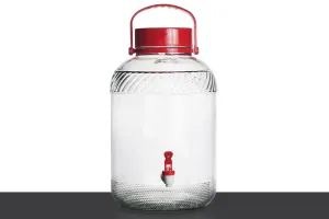 Bocal en verre de 10litres avec robinet en plastique pour le rangement des aliments et des boissons-2