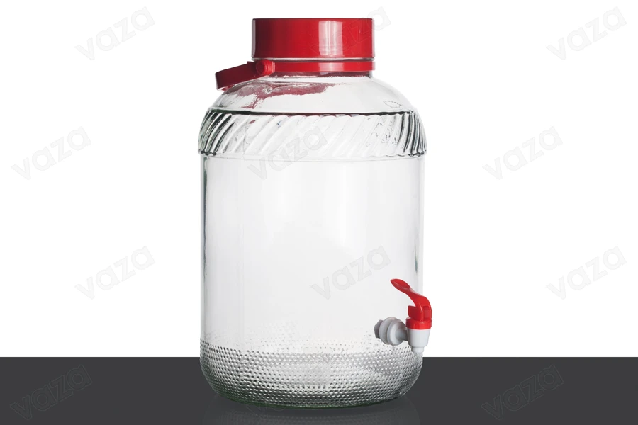 Bocal en verre de 10litres avec robinet en plastique pour le rangement des aliments et des boissons-εικόνα_σύνθεση